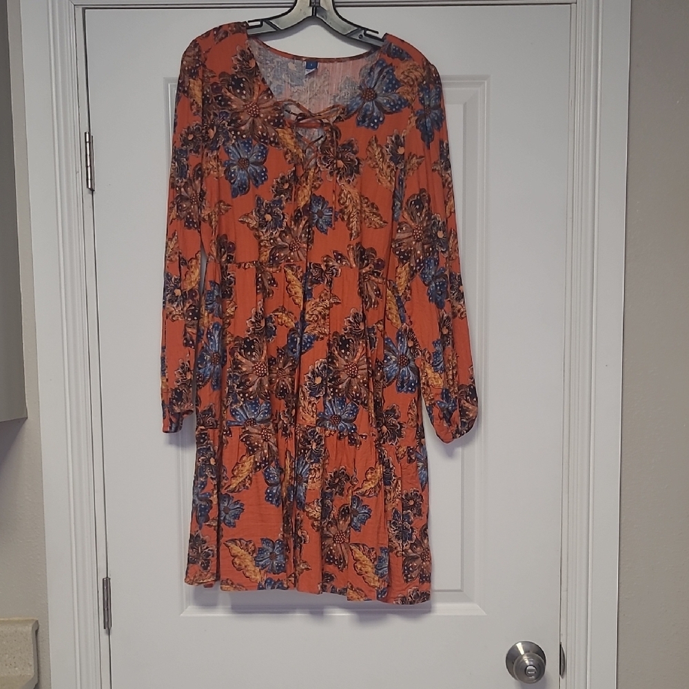 Floral Orange and Blue Dress